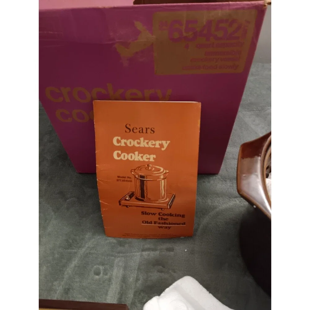 NOS Vintage Sears 4 Qt Crockery Cooker 377.654500 Box Manual Never Used